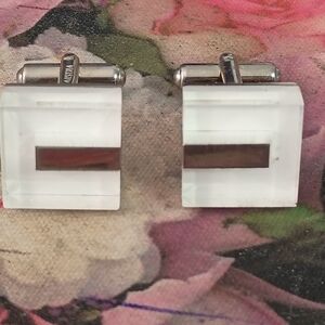 ❤️RARE Vintage Austrian Cubist Lucite Cufflinks Mod Atomic Futurist SIGNED